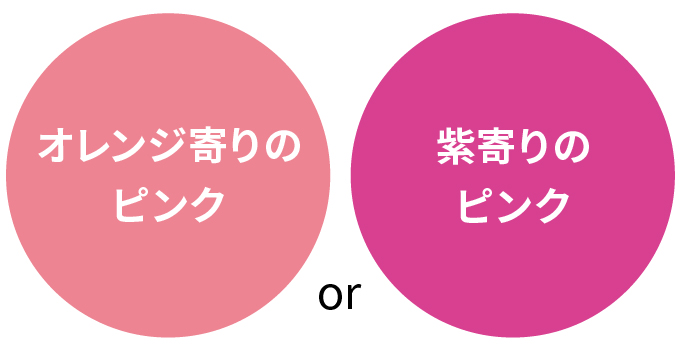 オレンジ寄りのピンクor紫寄りのピンク